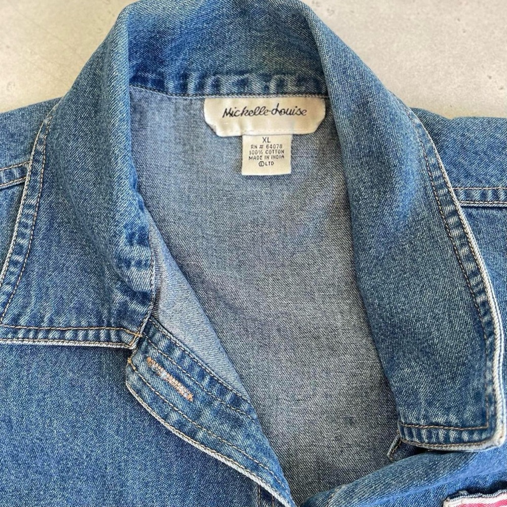 Vintage Michelle Louise Denim Embroidered Americana American Flag & Star Jacket - Picture 4 of 6